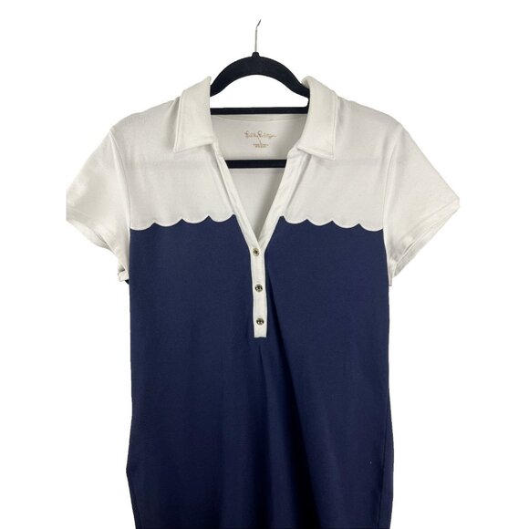 Lily Pulitzer Cotton Blue & White Nautical Golf Dress Women's Size L - Picture 2 of 11
